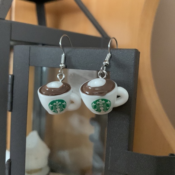 💚NEW! Coffee Cup / Latte Mug Earrings - Picture 1 of 3